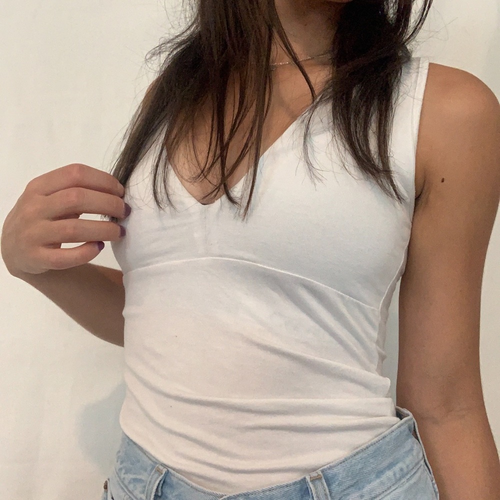 white v neck soft tank asos
